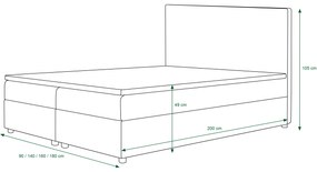 Pat matrimonial Boxspring 140 cm Skonto (gri deschis + motiv tricotat) ( cu saltea și sp. depozitare). 1047347