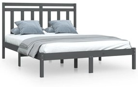 3105232 vidaXL Cadru de pat, gri, 140x190 cm, lemn masiv