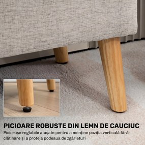 HOMCOM bancă cu spațiu de depozitare 110 x 39 x 45 cm din material cu aspect de in, picioare din lemn de cauciuc, capacitate 220 kg, bej | Aosom Romania