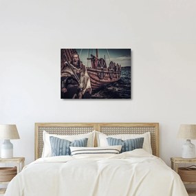 Tablou pe sticlă - Războinic viking (70x50 cm)