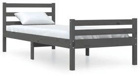 814806 vidaXL Cadru de pat, gri, 90x200 cm, lemn masiv