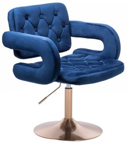 HR8403N Scaun Catifea Bleumarin Bază Aurie