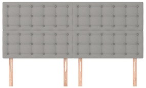 Tablii de pat, 4 buc, gri deschis, 80x5x78 88 cm, textil 4, Gri deschis, 160 x 5 x 118 128 cm