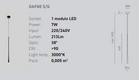 Lustra suspendata, Pendul LED slim DAFNE H-60cm alb, negru sau auriu