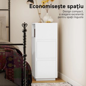 HOMCOM Set de 2 Noptiere Înalte și Subțiri pentru Dormitor cu 2 Sertare și Raft Deschis, Noptiere Moderne Economisitoare de Spațiu, Măsuțe pentru Divan, Sufragerie și Dormitor, 25x30x65 cm, Alb | Aosom Romania