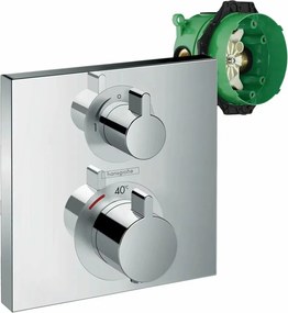 Baterie dus termostatata Hansgrohe Ecostat Square cu montaj incastrat 1 functie si iBox inclus