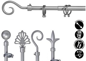 Galerie de metal gri VALANCE LOOP 120-210 cm