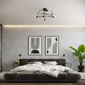 Lustră pe tijă Sollux SL.1457 LEVAR 8xE27/15W/230V negru