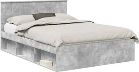 vidaXL Cadru de pat cu headboard Beton 140 x 190 cm Lemn compozit