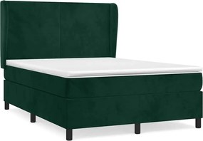 vidaXL Pat box spring cu saltea, verde închis, 140x190 cm, catifea