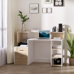 HomCom Homcom Masa de Birou Moderna pentru Computator cu Rafturi din Lemn MDF 140x55x92cm