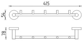 Suport de perete pentru prosoape NIMCO UN 13054-5-26 UNIX 41,5 cm crom lucios