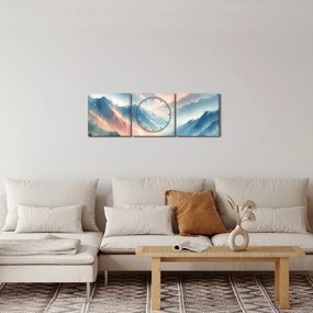 Tablou - Acuarelă munți (cu ceas) (90x30 cm)
