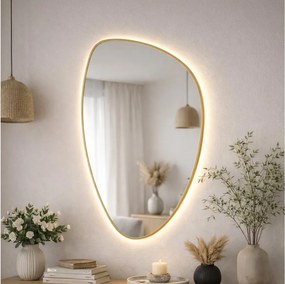 Baltica Design- Oglindă LED cu iluminare integrată STONE FLUID 15W/230V 2700K 92x55 cm IP65 auriu