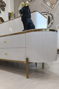 Comoda TV Morena alb/auriu L220 cm