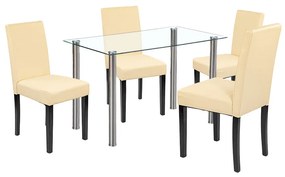 Set de masă Karin 4+1 alb-bej