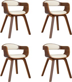 vidaXL Scaune de bucătărie 4 buc. crem lemn curbat și piele ecologică