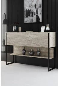 Măsuță consolă Luna 4 (Travertin + Negru) . 1102316