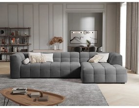 Colțar cu tapițerie din catifea și șezlong pe partea dreaptă Windsor &amp; Co Sofas Vesta, gri