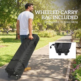 Outsunny Cort pliabil Pop-up 3x3 m cu blocare centrală înălţime reglabilă husă transport cu roţi şi saci de nisip albastru | Aosom Romania