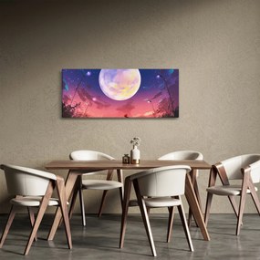 Tablou - Femeie și câine pe lună plină (120x50 cm)