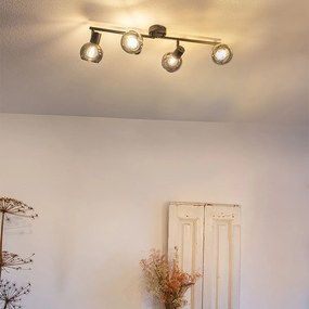 Plafoniera inteligentă neagră cu sticlă fumurie, inclusiv 4 WiFi P45 - Vidro