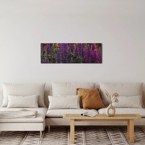 Tablou - Flori de lupin (cu ceas) (90x30 cm)