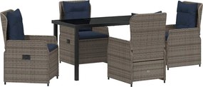 vidaXL Set de masă pentru grădină 5 pcs Gri Rattan poli