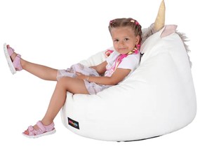 Fotoliu tip sac unicorn, alb, INOROG