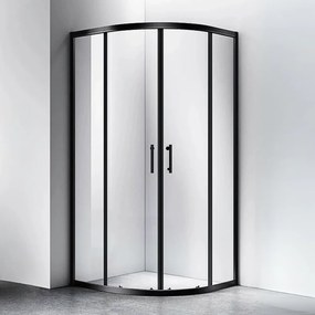Murcia Negru Cabină De Duș Semirotundă 90x90, 190cm, 6mm, NANO