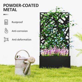 Outsunny Jardinieră cu Grilaj pentru Plante Cățărătoare din Metal, 61x23x113 cm, Negru | Aosom Romania