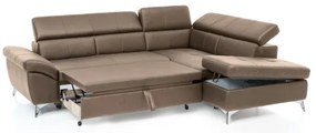 Canapea colțar extensibilă din piele SALERNO II, dreapta, maro