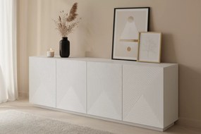 Comodă cu patru uși Asha 200 cm - alb mat