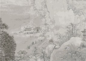 Tablou pe sticlă - Peisaj chinezesc (70x50 cm)