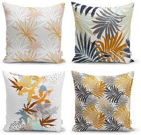 Set 4 fețe de pernă decorative Minimalist Cushion Covers Autumn Leaves, 45 x 45 cm