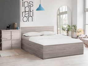 Pat SOFIA 140 x 200 cm, stejar trufa Saltea: Saltea Coco Maxi 20 cm, Somiera: cu somiera din lamele
