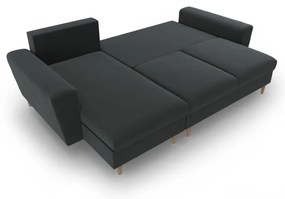 Colțar gri închis extensibil, cu spațiu de depozitare cu tapițerie din catifea Kyoto – Cosmopolitan Design