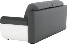 Canapea, piele ecologică alba+gri/material textil gri, KARDYN