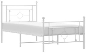 374401 vidaXL Cadru de pat metalic cu tăblie de cap/picioare, alb, 100x200 cm
