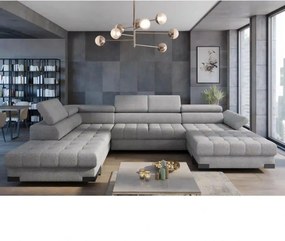 Coltar extensibil SELVA XL, sezlong stanga, stofa clasica gri - Austin