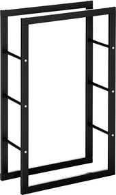 HOMCOM Suport Lemne pentru Interior și Exterior din Țevi de Fier, Capacitate 100 kg, 60x25x100 cm | Aosom Romania