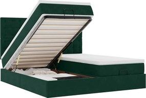 vidaXL Cadru de pat otoman cu saltele, catifea verde închis 180x200cm