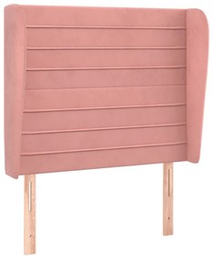 3118143 vidaXL Tăblie de pat cu aripioare, roz, 103x23x118/128 cm, catifea