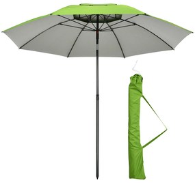 Outsunny Umbrelă de exterior rotundă inclinabilă protecție UV30, 8 tije de oțel și sac de transport inclus, verde | Aosom Romania
