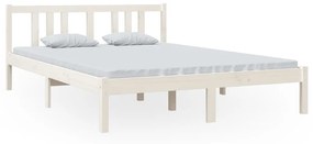 814885 vidaXL Cadru de pat, alb, 140x200 cm, lemn masiv de pin