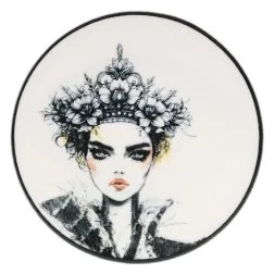 Set veselă din porțelan, 4 piese, negru/alb