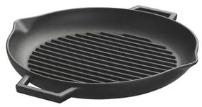 Placa grill BBQ rotunda 31cm cu 2 guri de scurgere, fonta Perfect Home 15502