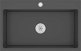 vidaXL Chiuvetă de bucătărie lucrată manual, negru, oțel inoxidabil