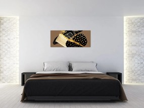 Tablou - Abstracție maro auriu N⁰1 (120x50 cm)