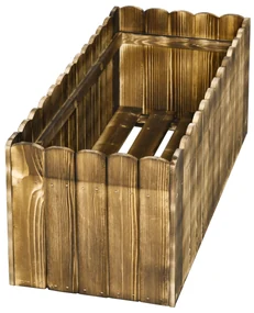 Outsunny Jardinieră de Grădină Dreptunghiulară pentru Plante, 80x33x30 cm, Lemn Natural | Aosom Romania